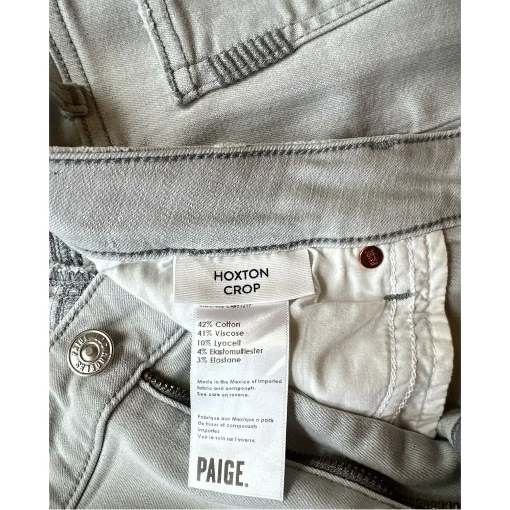 Paige Hoxton Crop In Seattle Sky High Rise Crop Raw Hem Jeans Denim Size 30